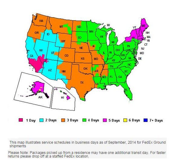 fedex us to canada zone chart